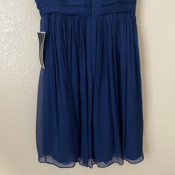 J. Crew Dress Womens Size 2 Blue Nadia Silk Pleated Chiffon Mini A-Line Cocktail - Picture 7 of 14